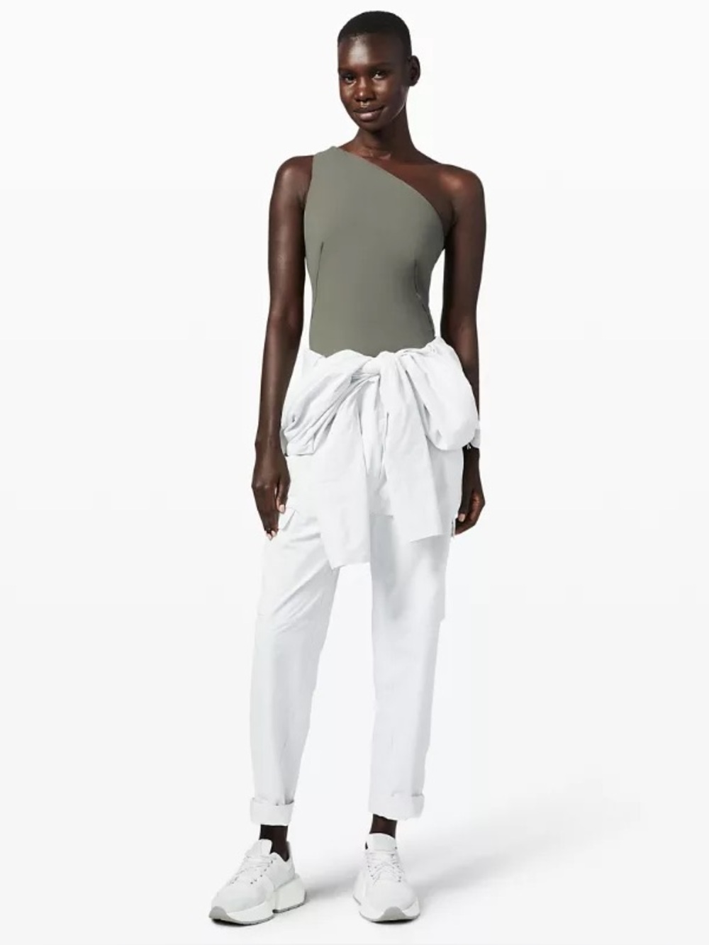 Lululemon aer green asymmetrical bodysuit